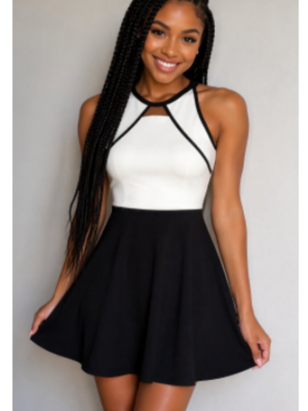 2/$20! Place black and white halter neck mini dress, size XXL/US 16 🖤🤍🎾